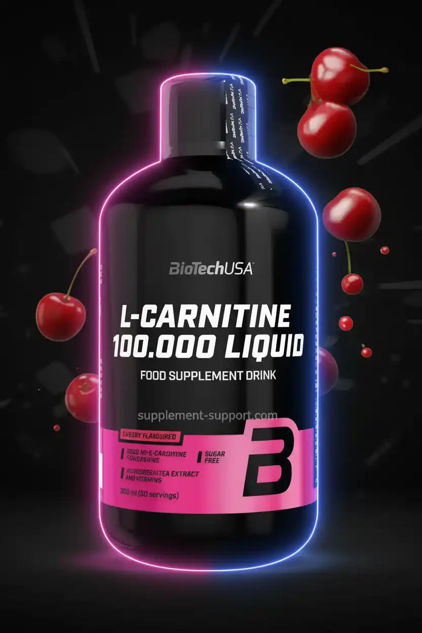 BioTechUSA L-Carnitin 100.000 Liquid Kirschgeschmack, zuckerfrei, Nahrungsergänzungsmittel für Sportler