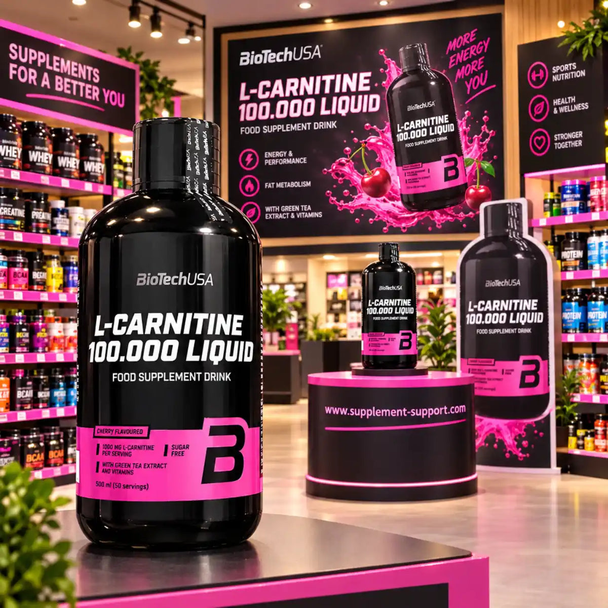 BioTech USA L-Carnitine Liquid 100.000 Nahrungsergänzungsmittel in Kirschgeschmack im Shop