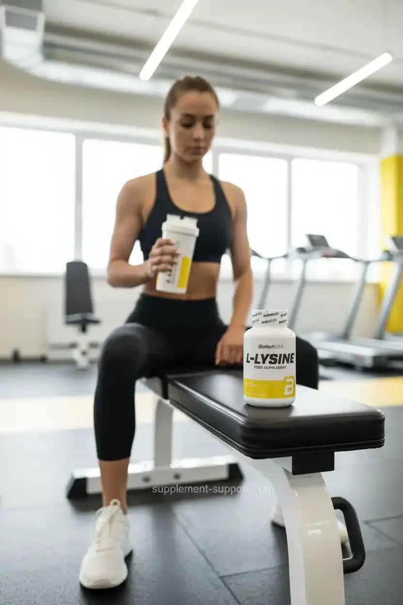 L-Lysine Aminosäure Supplement im Fitnessstudio, ideal für Sportler und Fitness-Enthusiasten
