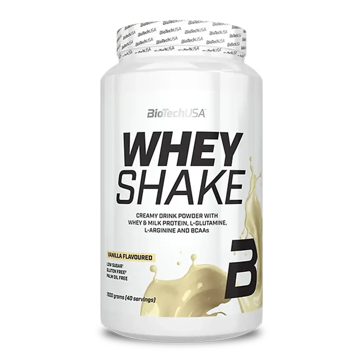 Whey Protein Shake Vanille Pulver Dose für Sportler mit BCAAs und L-Glutamin