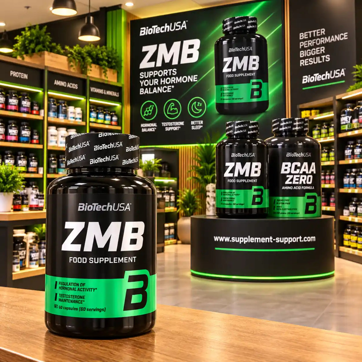 BioTech USA ZMB Nahrungsergänzungsmittel Kapseln in einem Sportnahrungsgeschäft