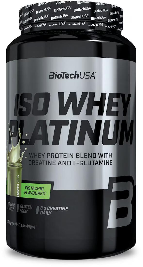 BioTech USA Iso Whey Platinum Whey Protein mit Pistazien-Geschmack, 908 g Dose