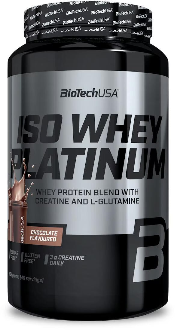 BioTech USA Iso Whey Platinum Molkenprotein-Pulver, Schokoladengeschmack, 908g Dose