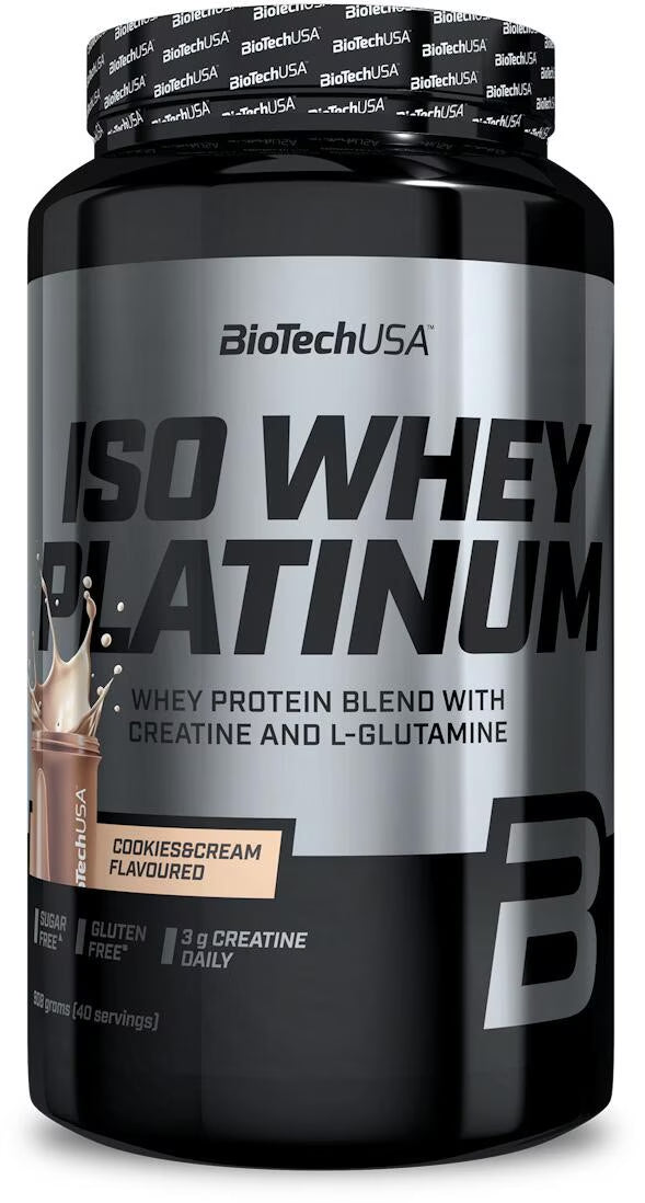 BioTech USA Iso Whey Platinum Proteinpulver in Cookies & Cream, 908g Dose