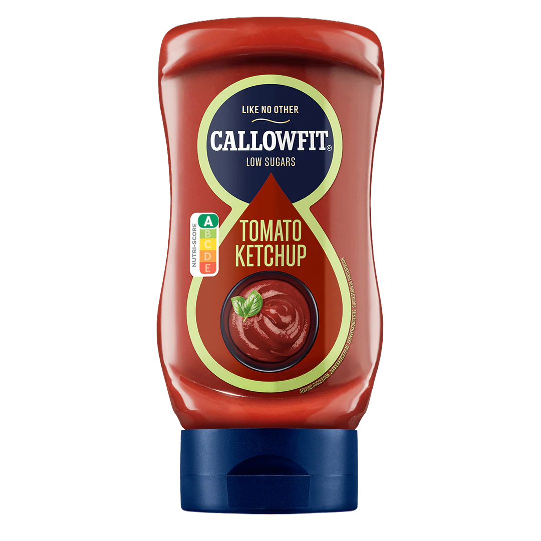 Callowfit Low Sugar Tomato Ketchup Flasche mit Nutri-Score A, ideal für Sportler und Fitness