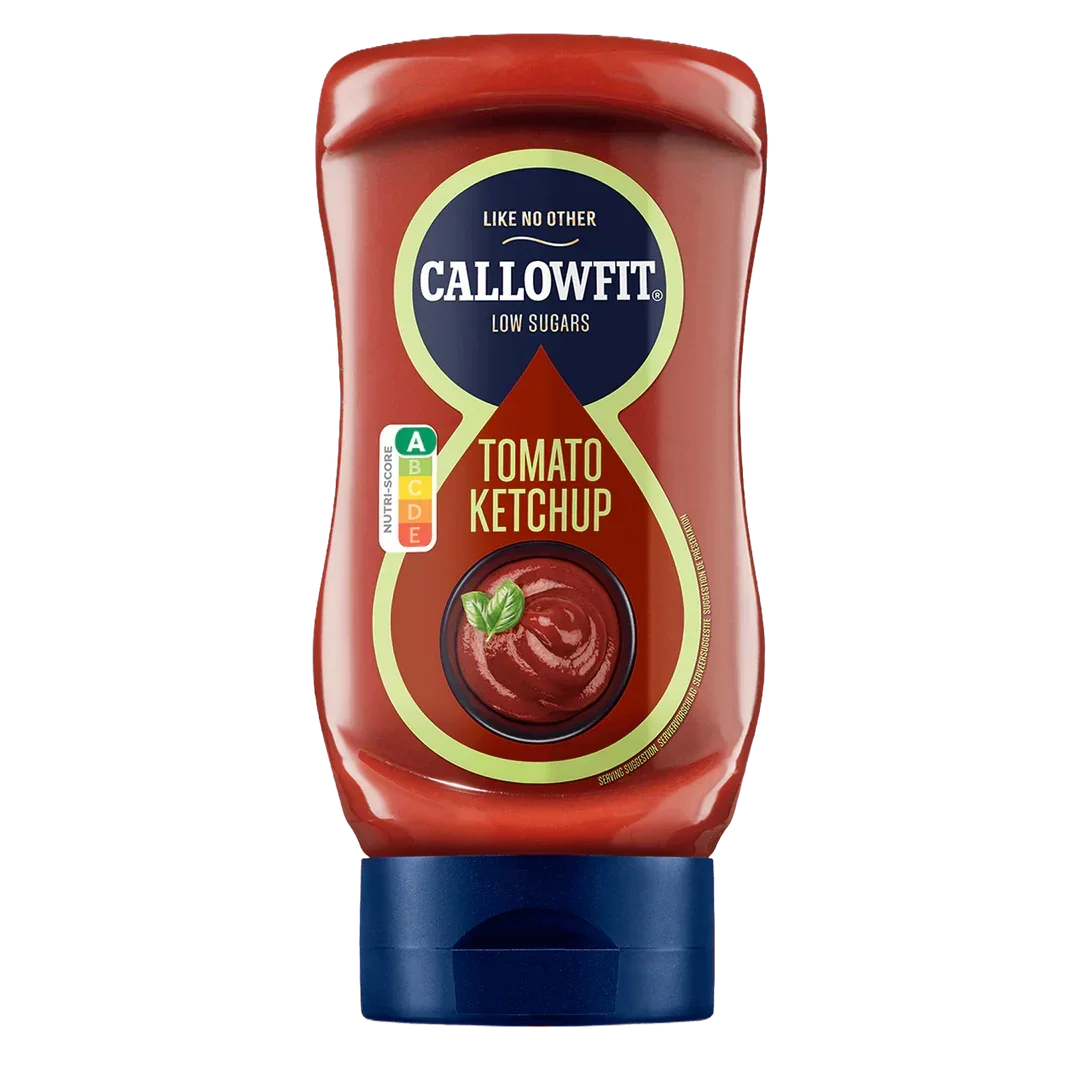Callowfit Low Sugar Tomato Ketchup Flasche mit Nutri-Score A, ideal für Sportler und Fitness