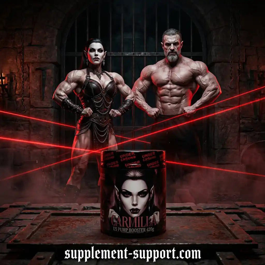 Undergrund Labs Carmilla US Pump Booster 420g Dose vor muskulösen Vampiren