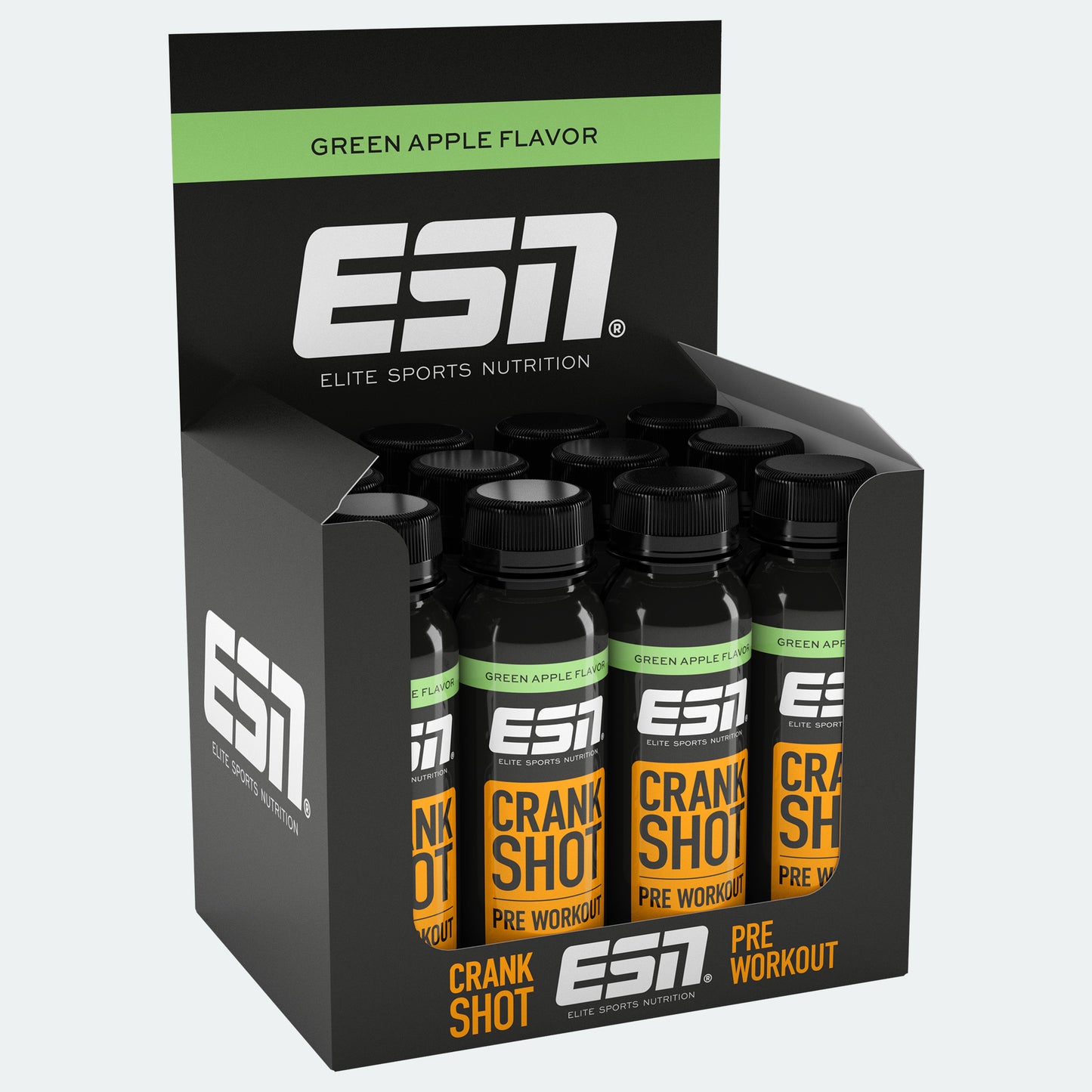 ESN Crank Shot Pre Workout Green Apple, Kiste mit Sportnahrung, Nahrungsergänzung