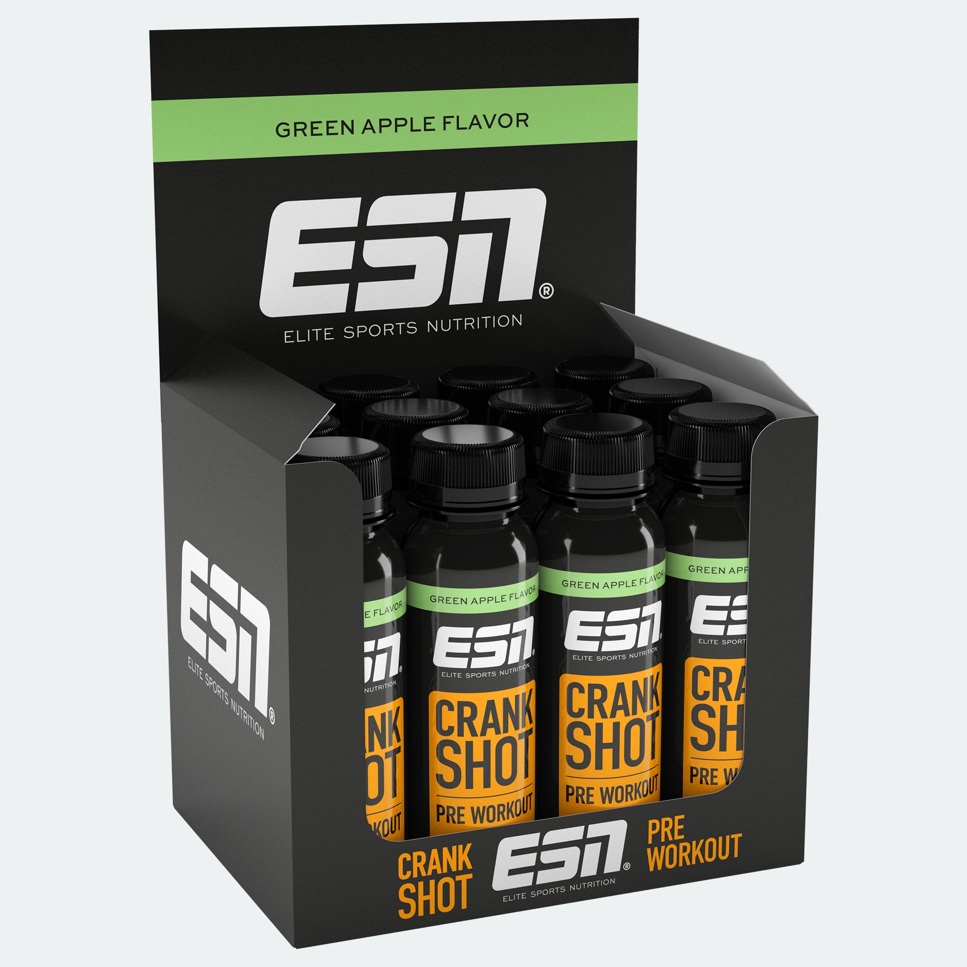 ESN Crank Shot Pre Workout Green Apple, Kiste mit Sportnahrung, Nahrungsergänzung