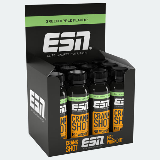 ESN Crank Shot Pre Workout Green Apple, Kiste mit Sportnahrung, Nahrungsergänzung