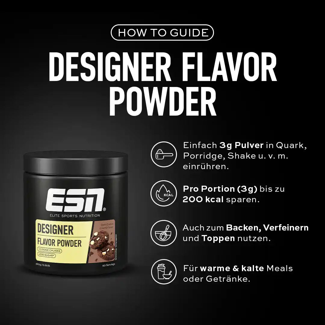ESN Designer Flavor Powder für Shakes, Porridge & Backen – Geschmacksverstärker mit weniger Zucker