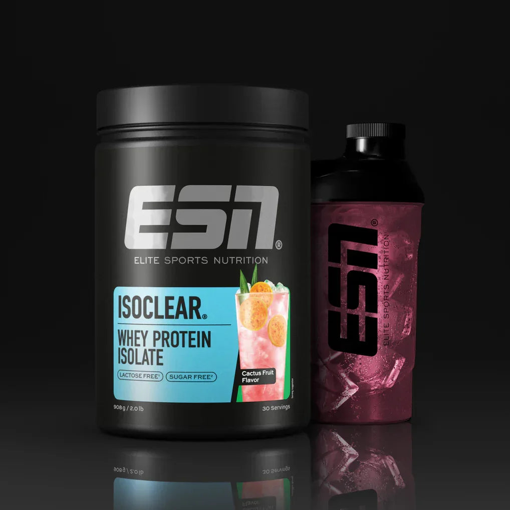 ESN Isoclear Whey Protein Isolate, zuckerfrei, Kaktusfrucht-Geschmack, mit Shaker