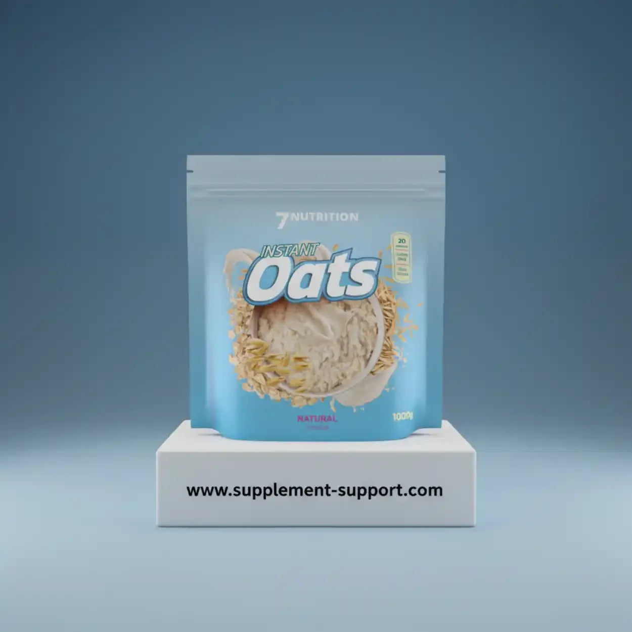 7Nutrition Instant Oats Haferflocken Produkt auf Podest, Sportnahrung Berlin, supplement-support.com