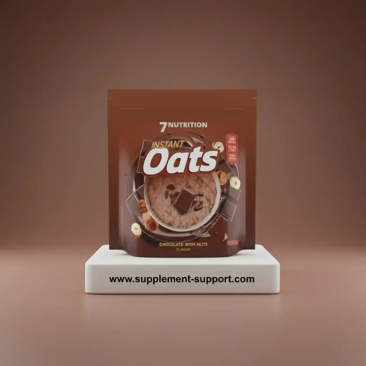 7Nutrition Instant Oats Schoko-Nuss Haferflocken auf Podest bei Supplement-Support.com