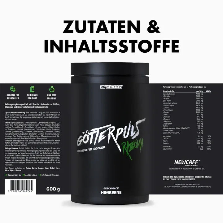 Götterpuls Rabona - Premium Pre Soccer 600g / Fußballer Booster - Supplement-Support.com