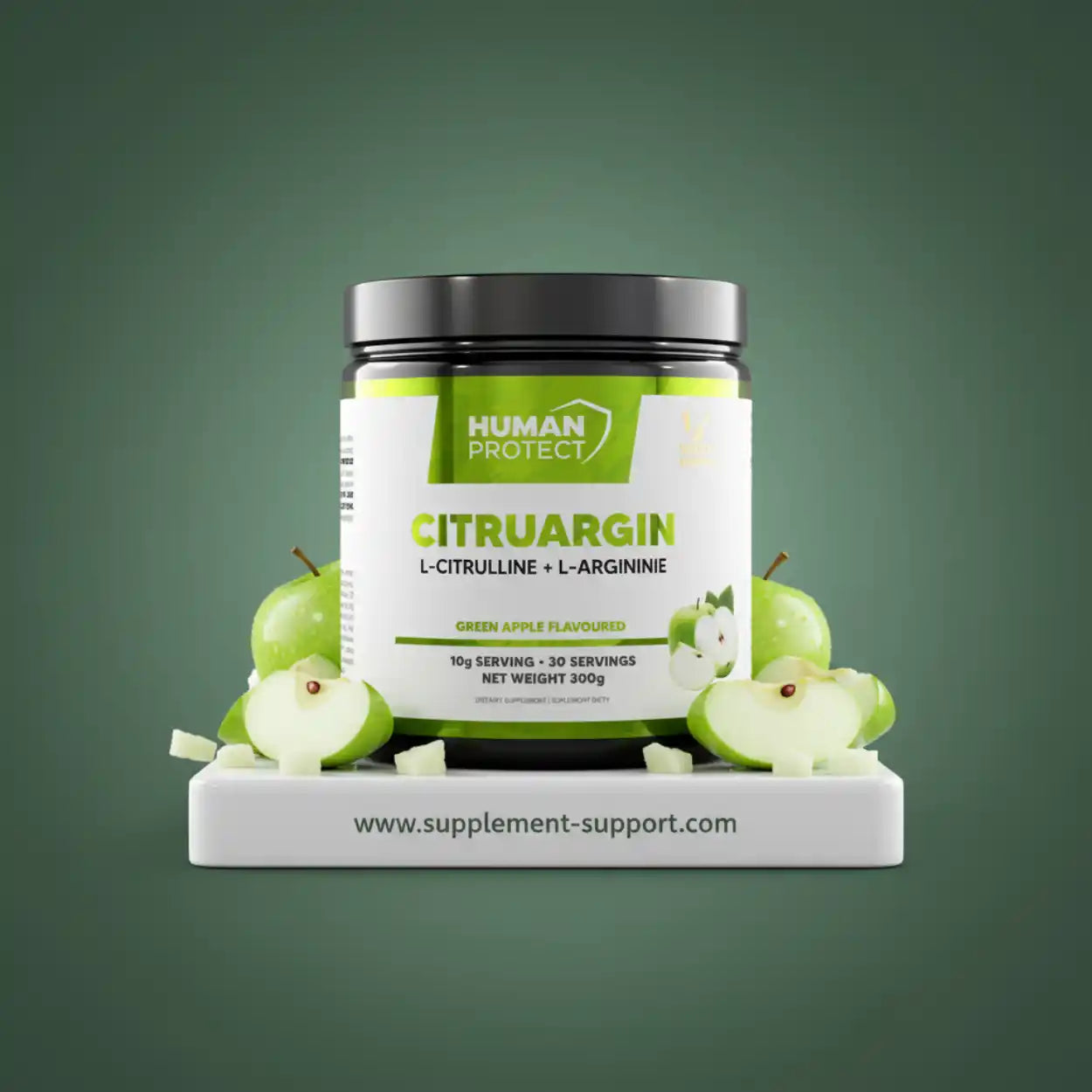 Human Protect Citruargin L-Citrullin und L-Arginin Nahrungsergänzung mit grünem Apfelgeschmack