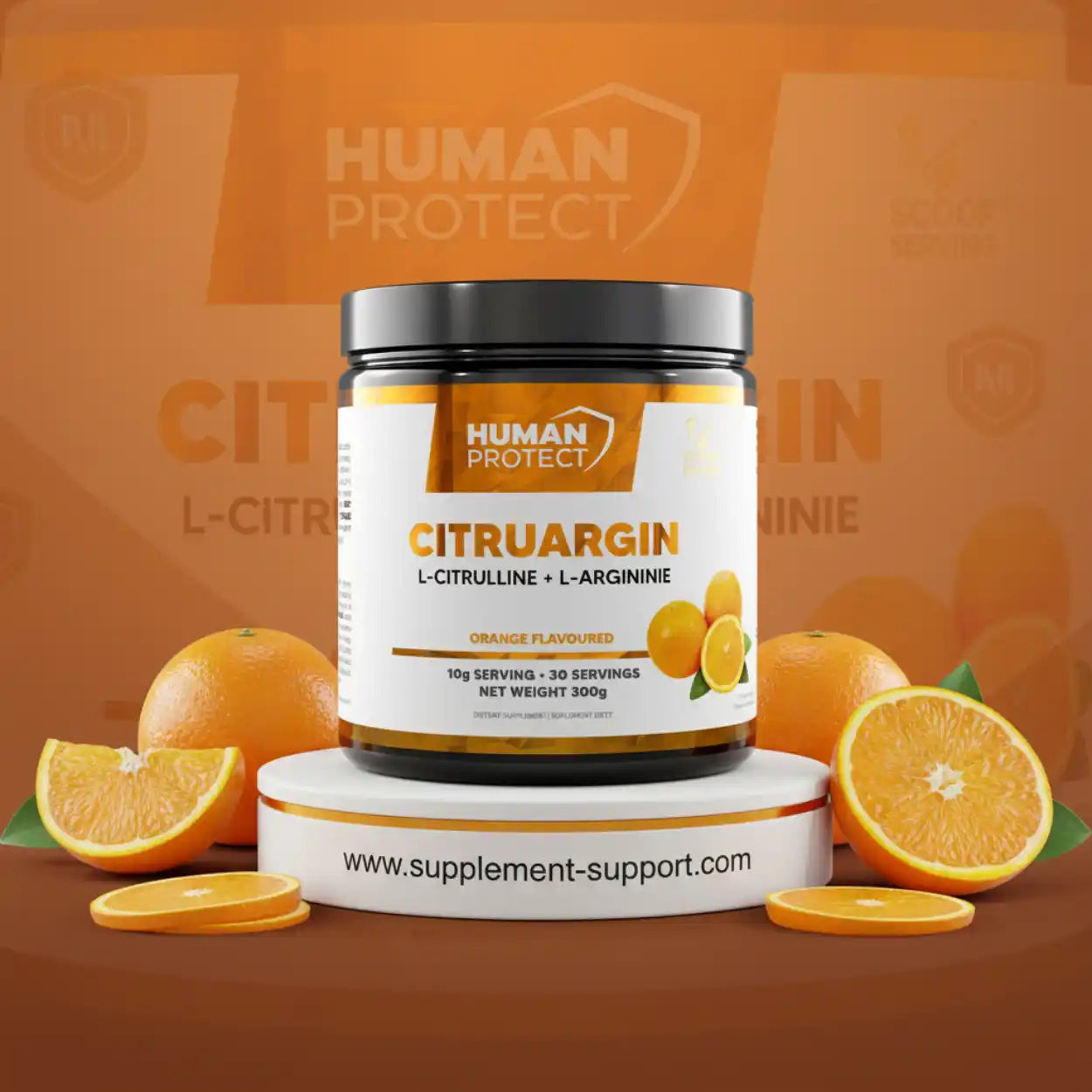 Human Protect Citruargin L-Citrullin und L-Arginin Nahrungsergänzung mit Orangengeschmack