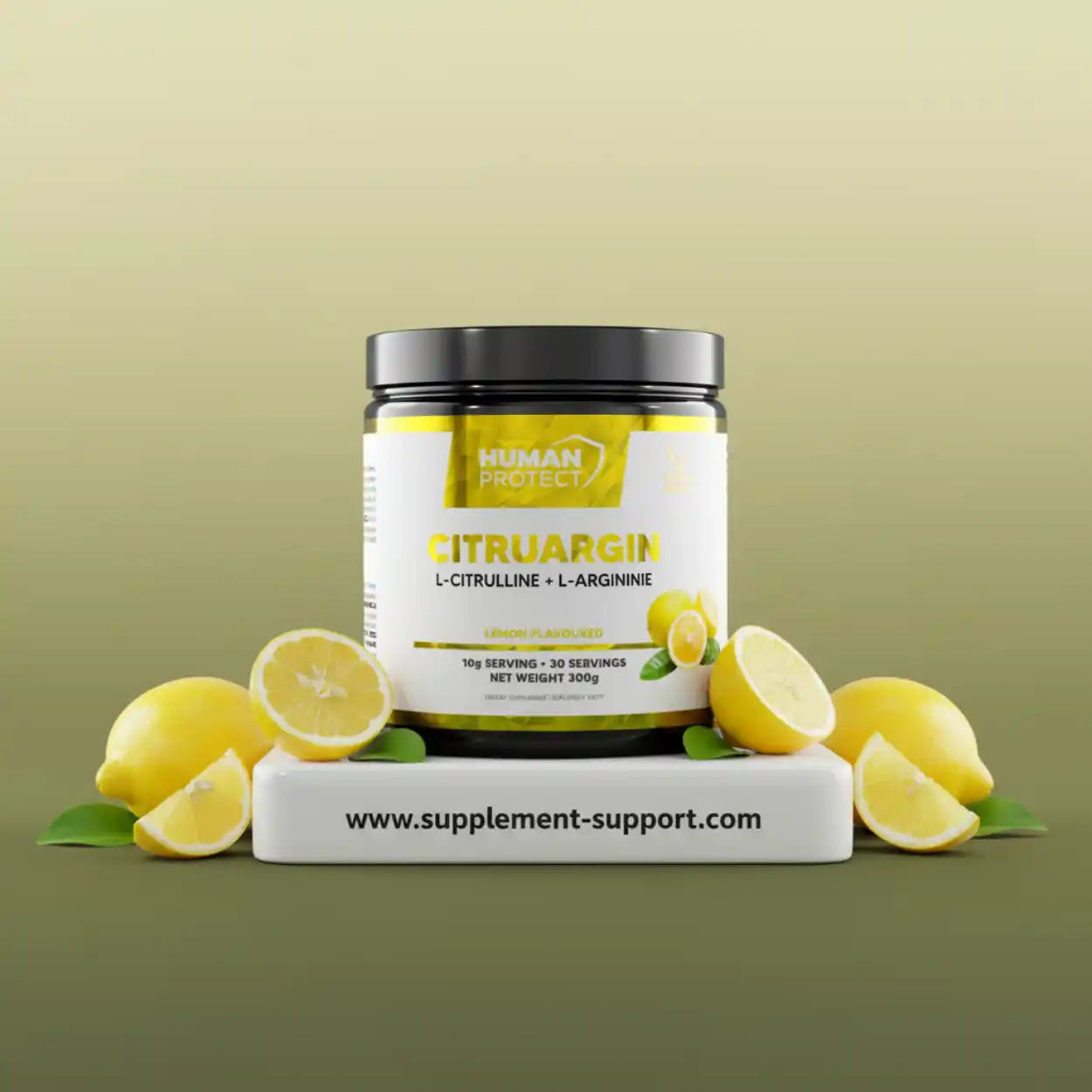 Citruargin Nahrungsergänzung mit L-Citrullin und L-Arginin in Zitronengeschmack.