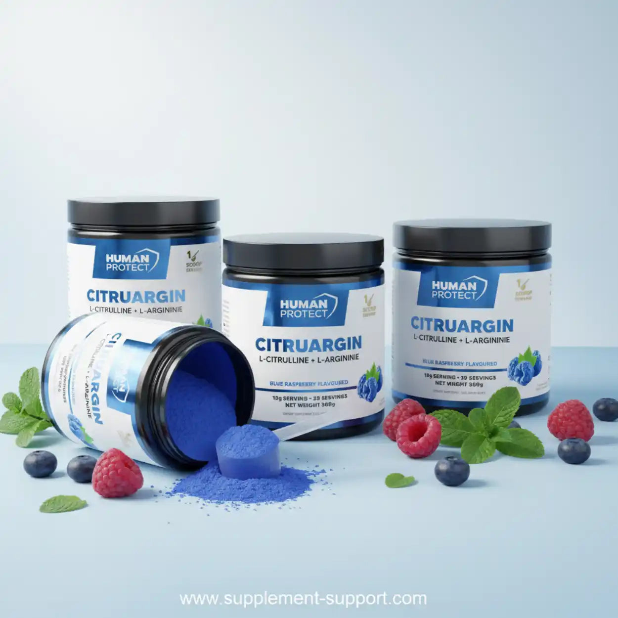Human Protect Citruargin L-Citrullin und L-Arginin Nahrungsergänzung mit Blaubeer-Geschmack