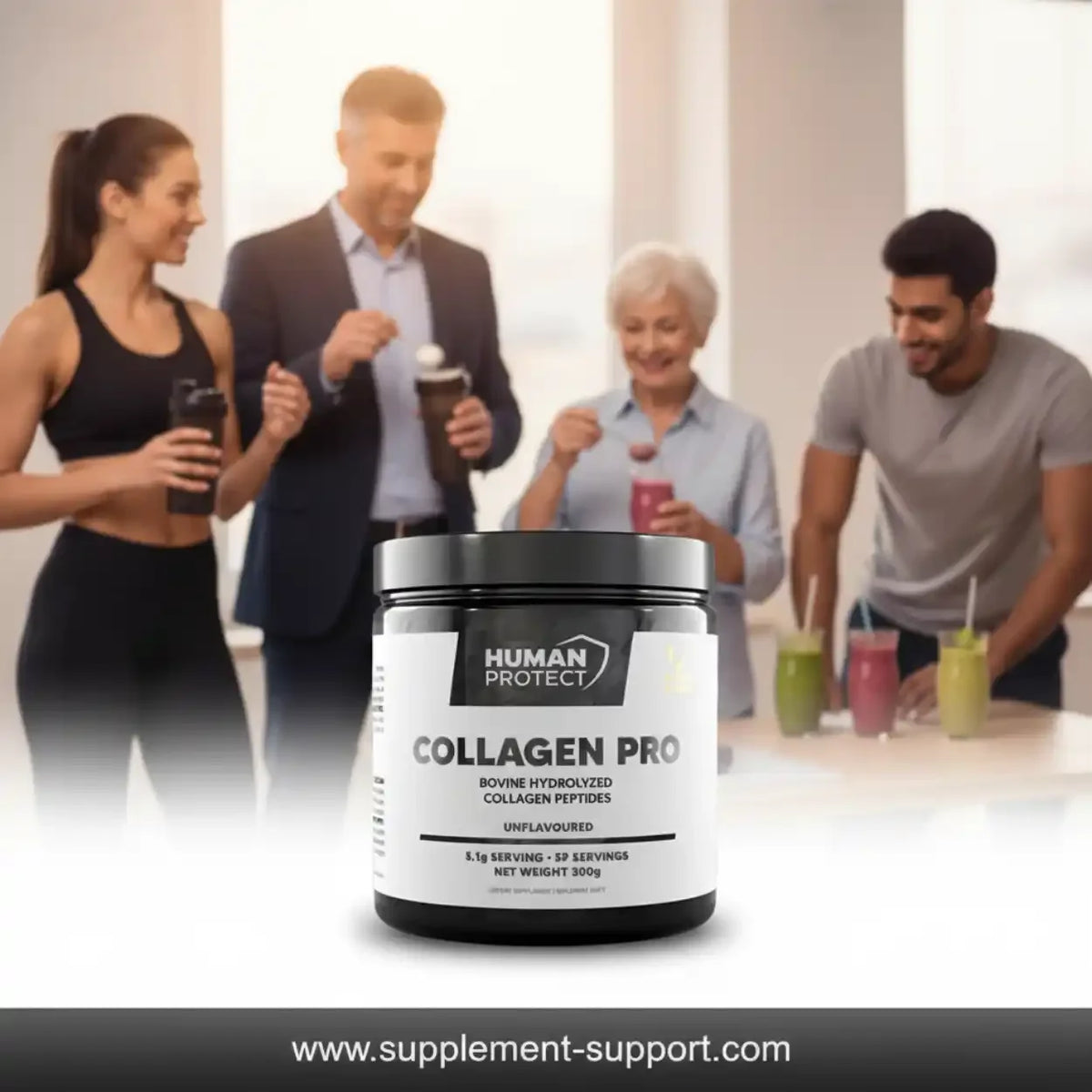 Collagen Pro Dose mit bovinem hydrolysierten Kollagen-Peptiden für Sportler und Fitness.