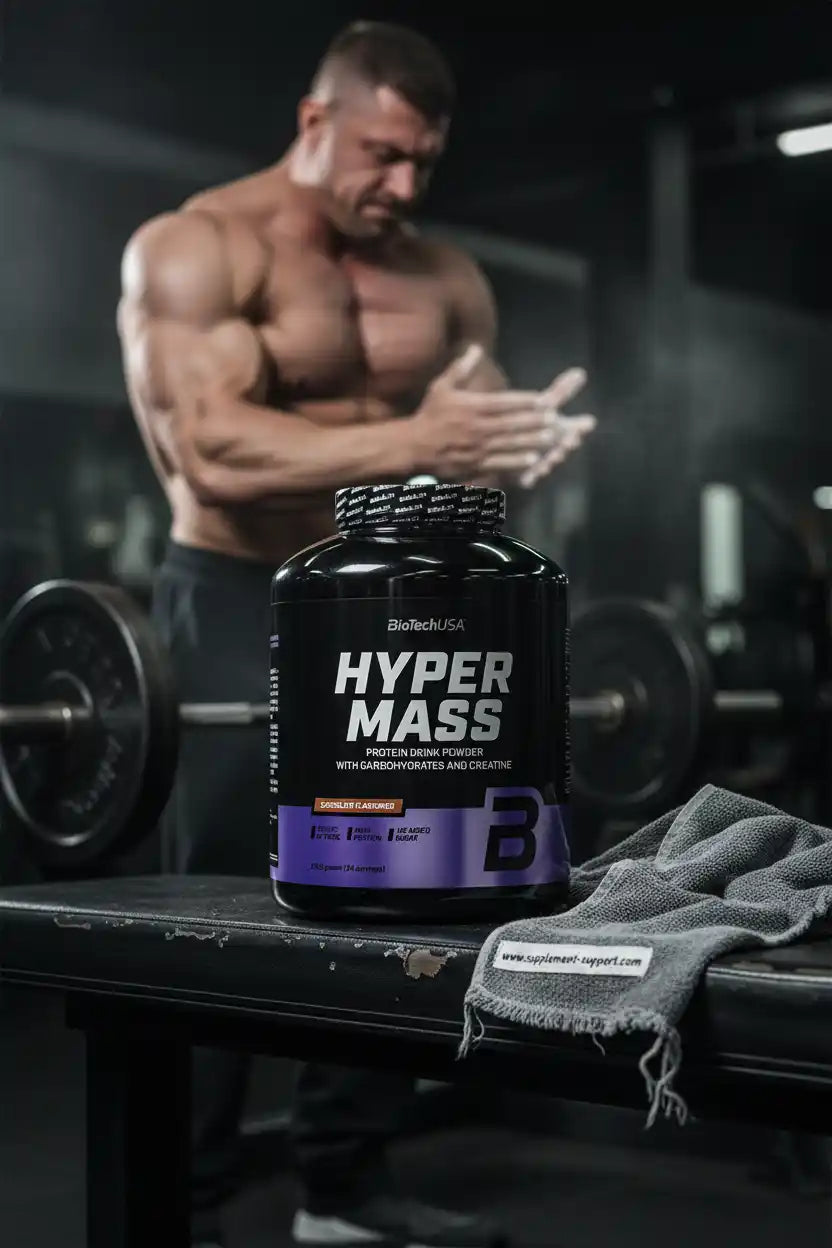 Hyper Mass Protein Powder mit Kreatin und Kohlenhydraten für Muskelaufbau im Fitnessstudio