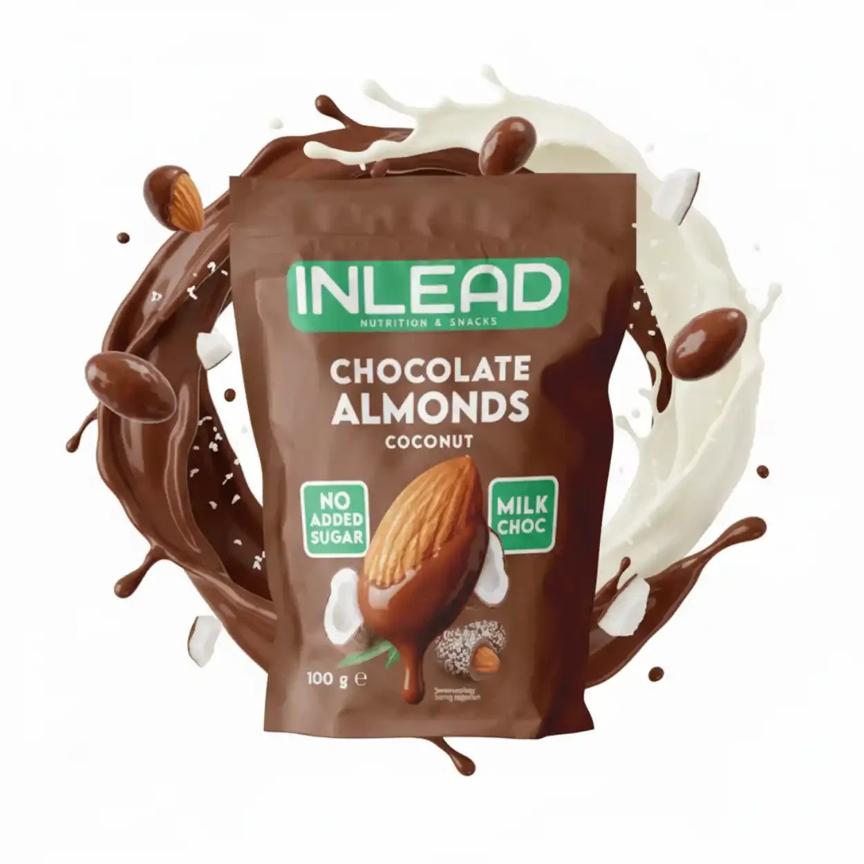 INLEAD Chocolate Almonds Coconut 100g, Milchschokolade, Snack für Sportler, Supplement-Support.com