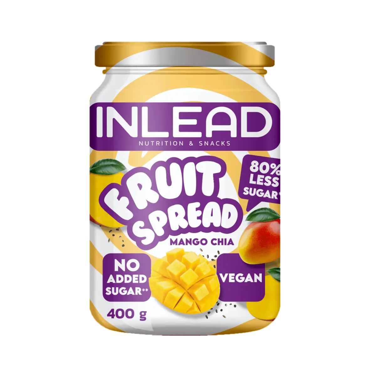 INLEAD Fruit Spread Mango Chia, vegan, ohne zugesetzten Zucker, 400g