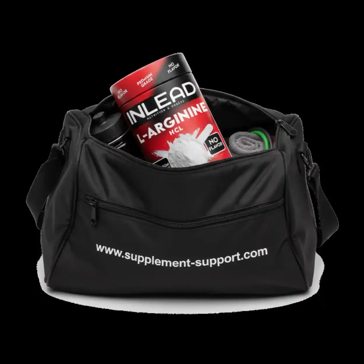 INLEAD L-Arginin HCL 500g in Sporttasche von supplement-support.com, Fitness Zubehör sichtbar