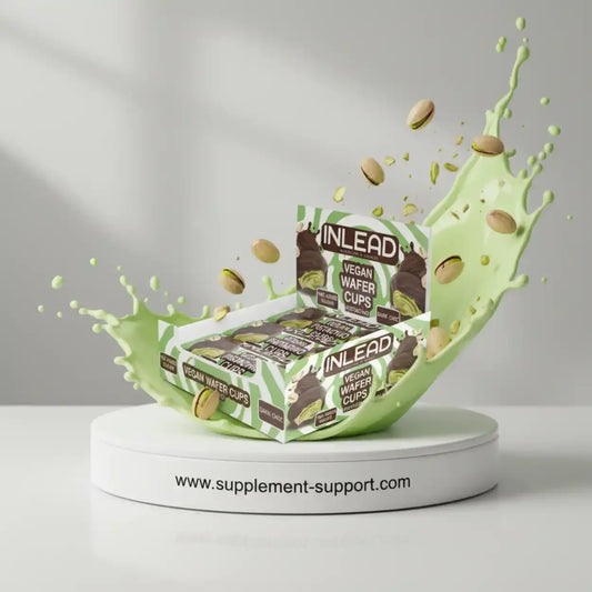 Inlead Wafer Cups 15x50 g Vegan Pistachio Dark Choc - Supplement-Support.com