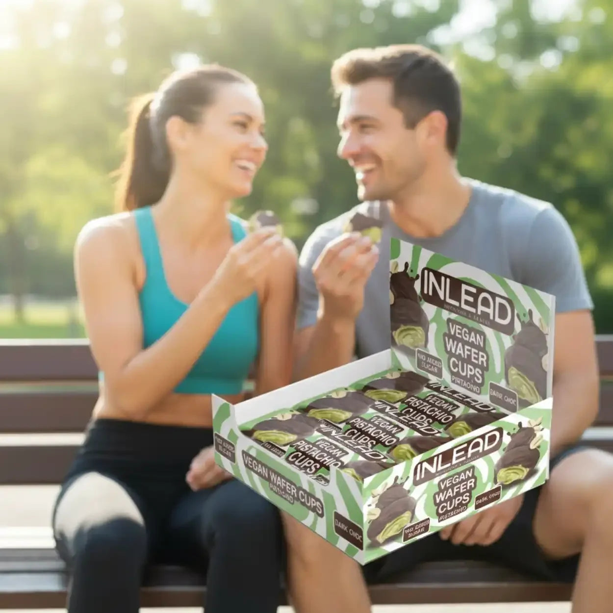 Inlead Wafer Cups 15x50 g Vegan Pistachio Dark Choc - Supplement-Support.com