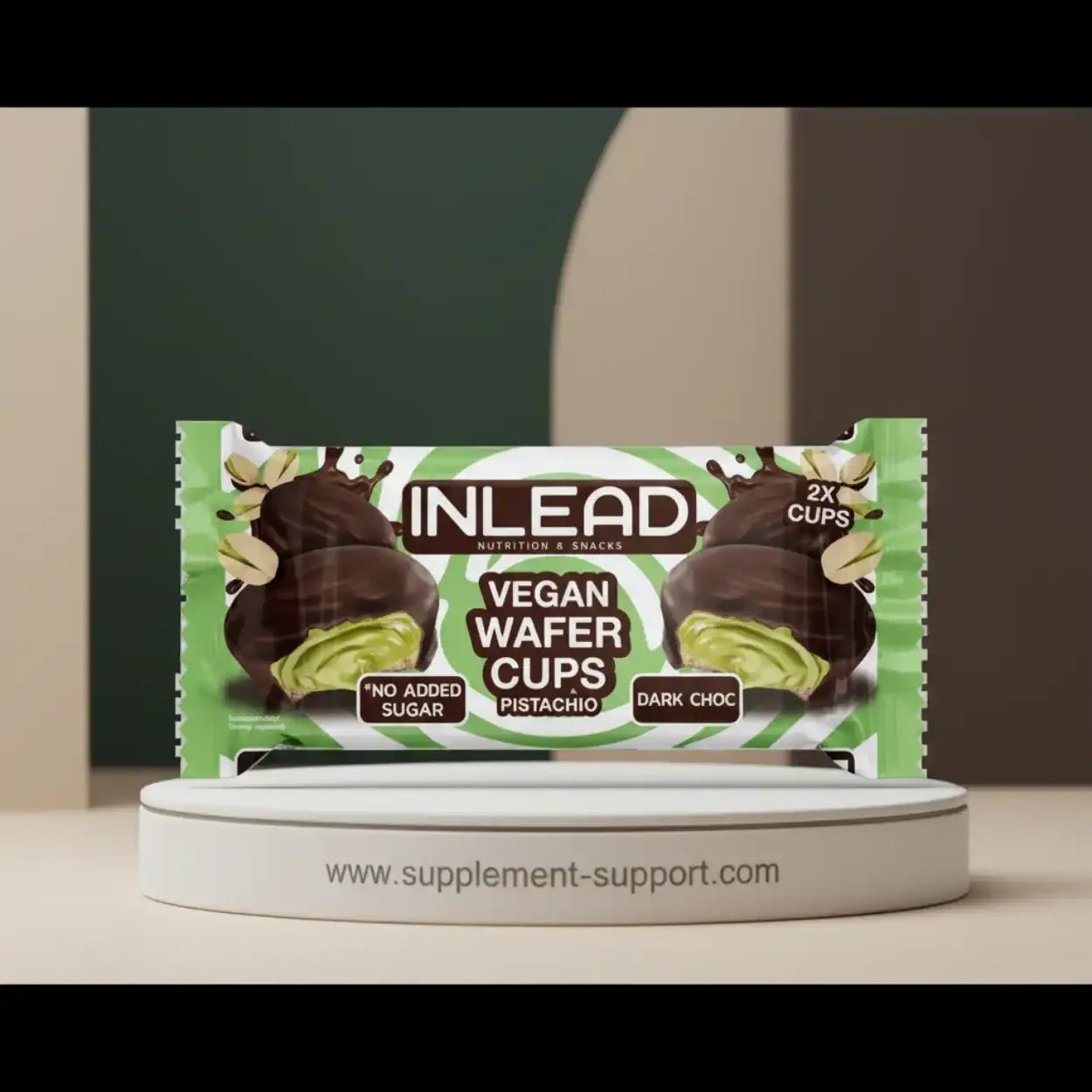 Inlead Wafer Cups 50 g Vegan Pistachio Dark Choc - Supplement-Support.com