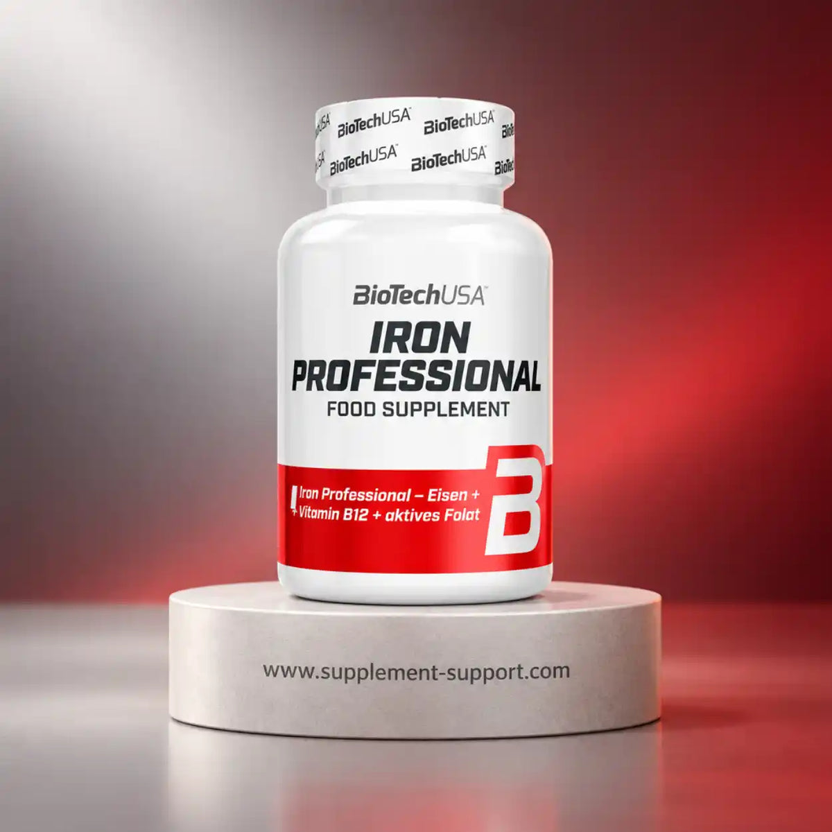 BioTech USA Iron Professional Nahrungsergänzung mit Eisen, Vitamin B12 und Folat.