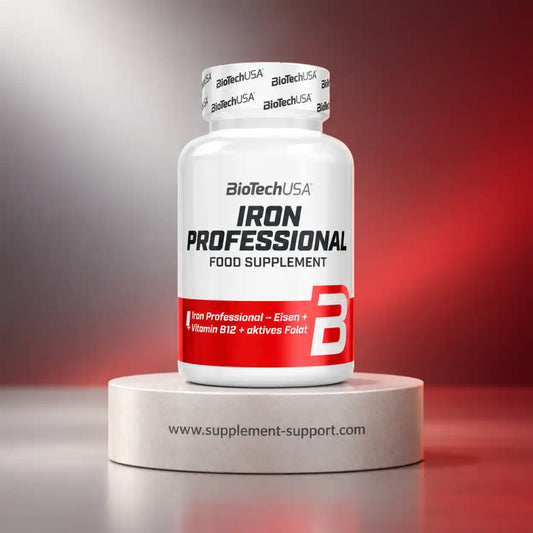 BioTech USA Iron Professional Nahrungsergänzung mit Eisen, Vitamin B12 und Folat.