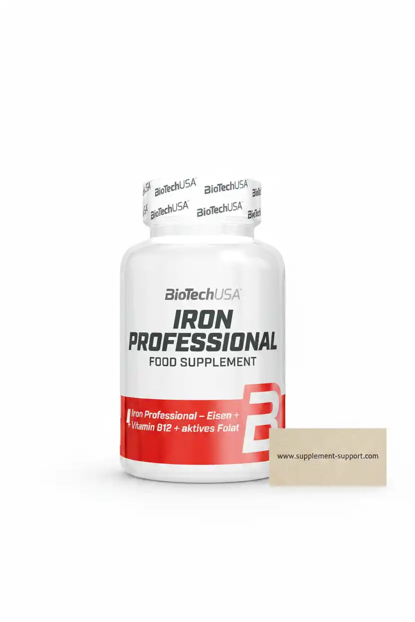 BioTechUSA Iron Professional Nahrungsergänzung mit Eisen, Vitamin B12 und aktivem Folat für Sportler