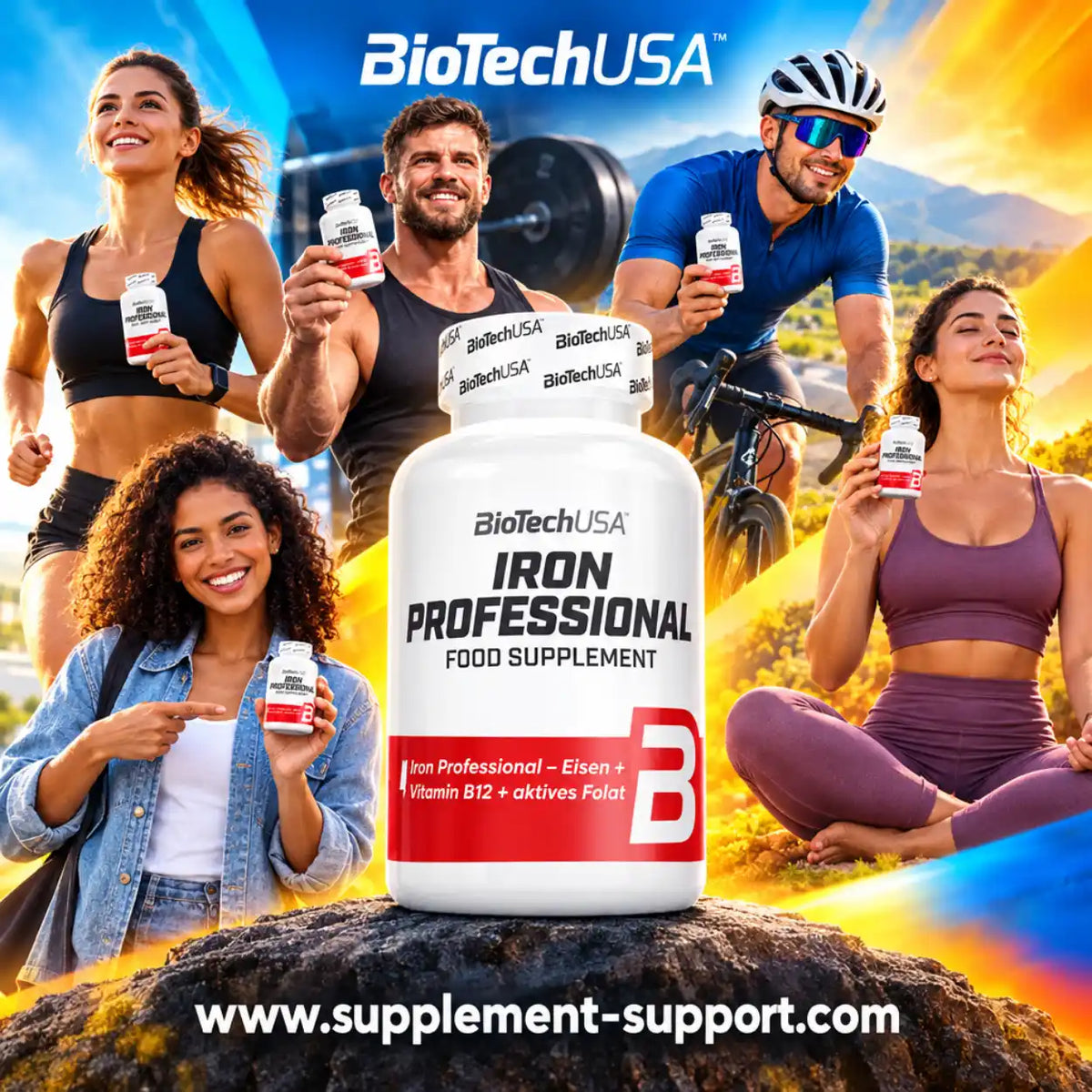 BioTech USA Iron Professional Nahrungsergänzungsmittel für Sportler in verschiedenen Aktivitäten.