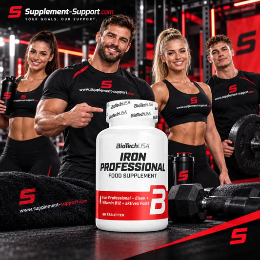 BioTech USA Iron Professional Nahrungsergänzungsmittel mit Eisen, B12 und Folat im Fitnessstudio.