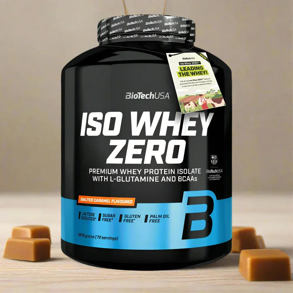 BiotechUSA ISO Whey Zero Salty Caramel Proteinpulver mit L-Glutamin und BCAAs