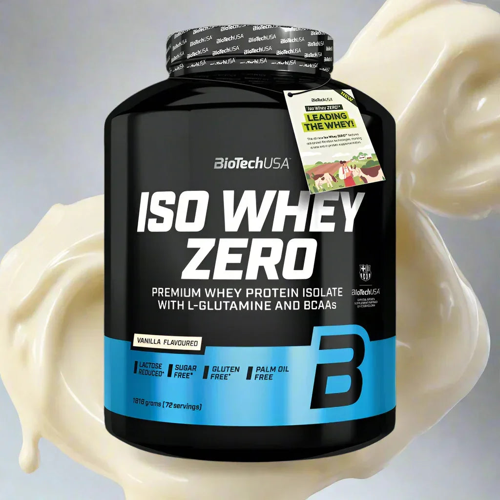 BioTechUSA ISO Whey Zero Vanille, Premium Whey Protein Isolat mit L-Glutamin und BCAAs