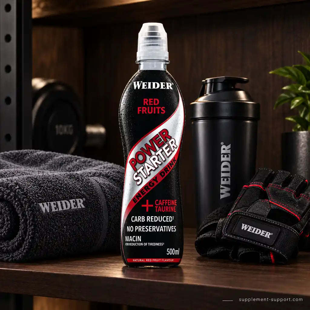 WEIDER Power Starter Energy Drink Red Fruits mit Shaker und Sportzubehör