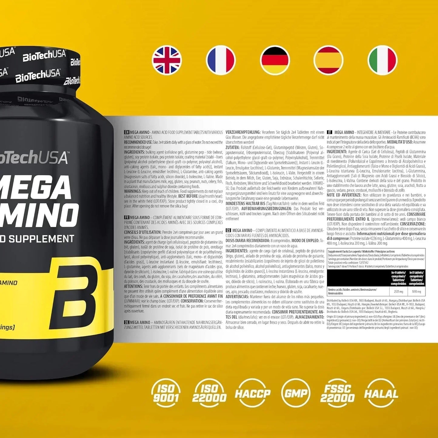 MEGA Amino Tabs - 500 Tabletten - Supplement-Support.com