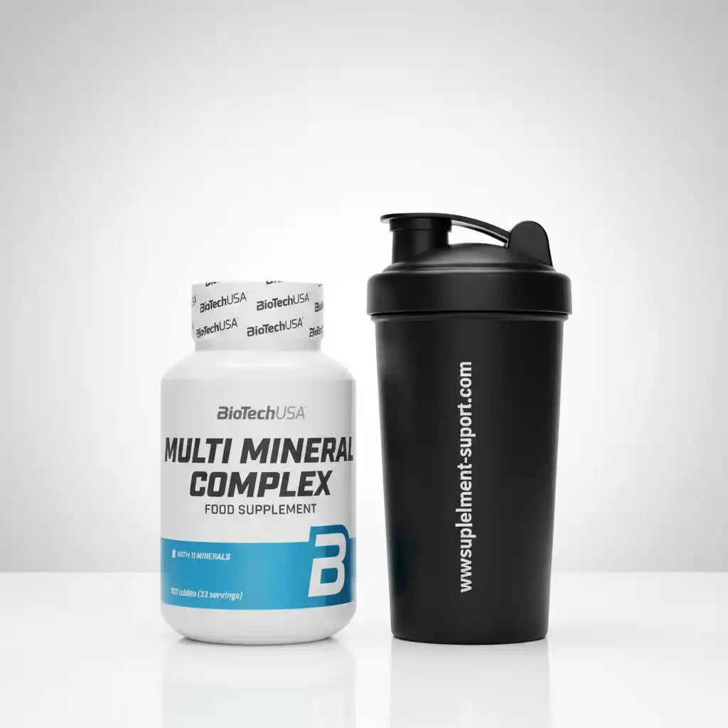 BioTechUSA Multi Mineral Complex Nahrungsergänzung mit Shaker für Sportler und Fitness