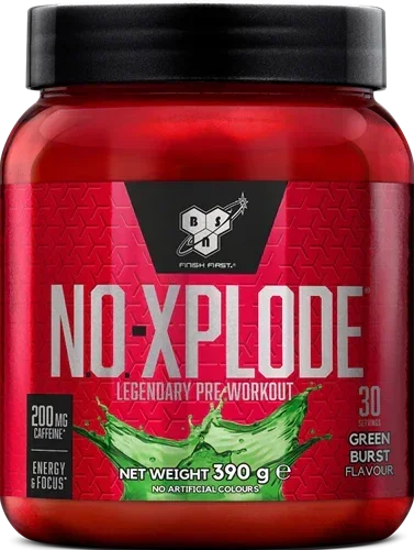 BSN NO-Xplode Pre-Workout mit 200 mg Koffein, Green Burst Geschmack, 390 g Dose für Fitness und Sport