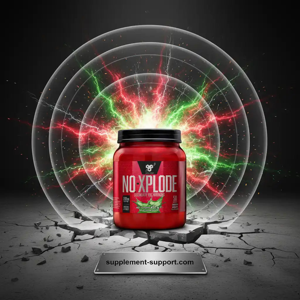 Rote Dose NO-XPLODE Pre-Workout Supplement mit energetischen Blitzen und Effekten