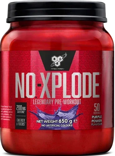 NO-Xplode Pre-Workout Pulver in lila Geschmack, 650g Dose mit 200mg Koffein für Energie & Fokus
