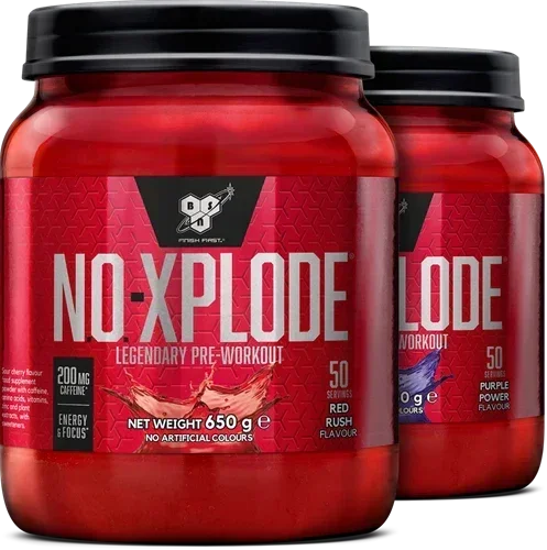 NO-Xplode Pre-Workout Supplement mit 200mg Koffein, roter Geschmack, 650g