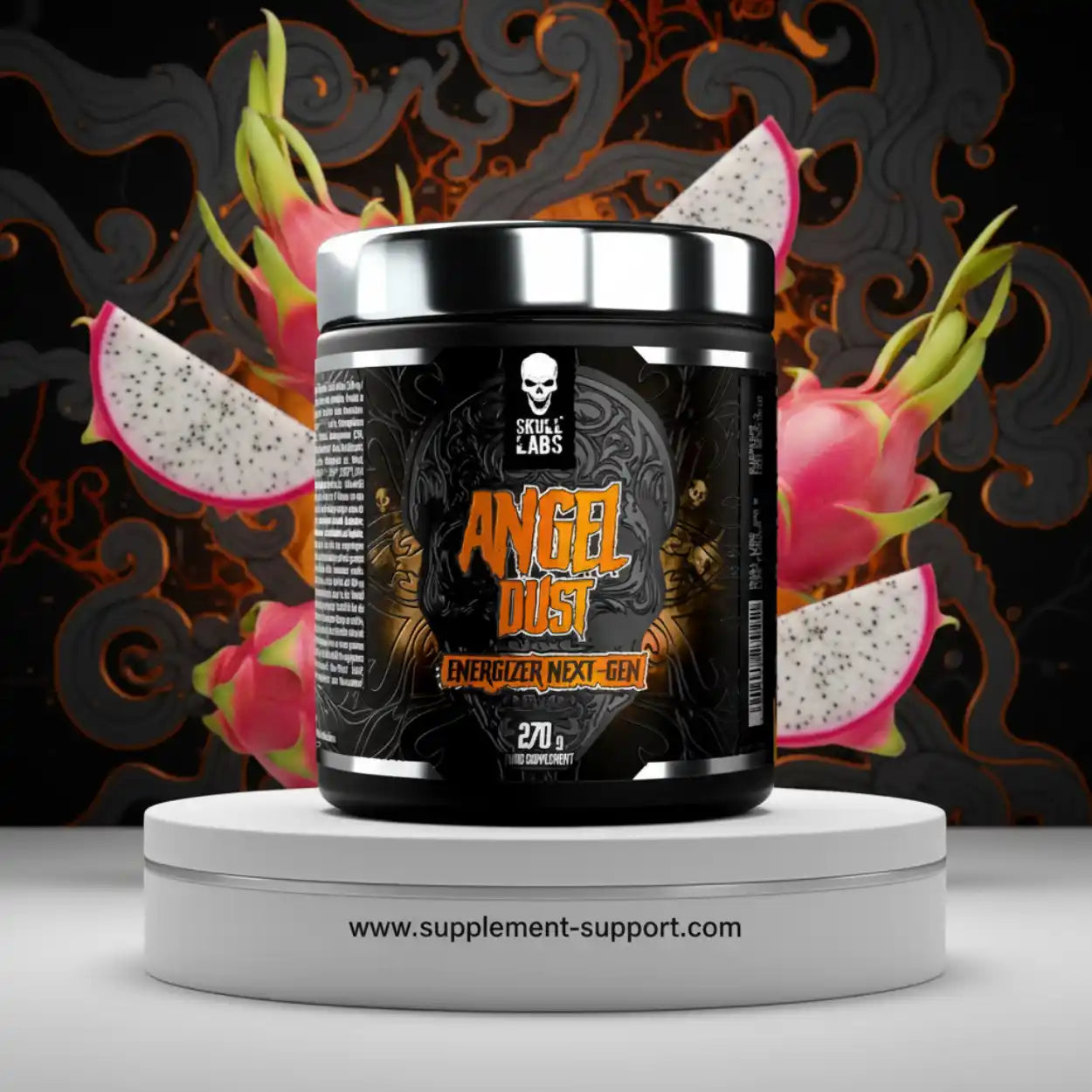 Skull Labs Angel Dust Pre-Workout Pulver vor Drachenfrucht, Fitness Supplement, 270g Dose