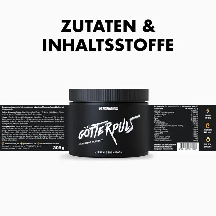 OS Nutrition Götterpuls Pre Workout Booster 308g - Supplement-Support.com