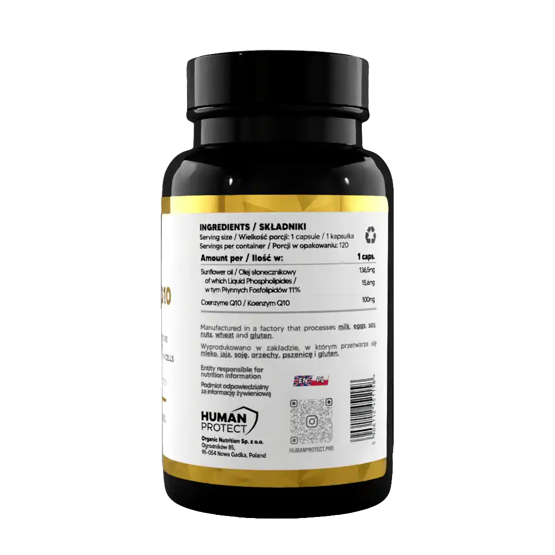 Coenzym Q10 Kapseln mit Sonnenblumenöl, Nahrungsergänzung für Sportler und Fitness