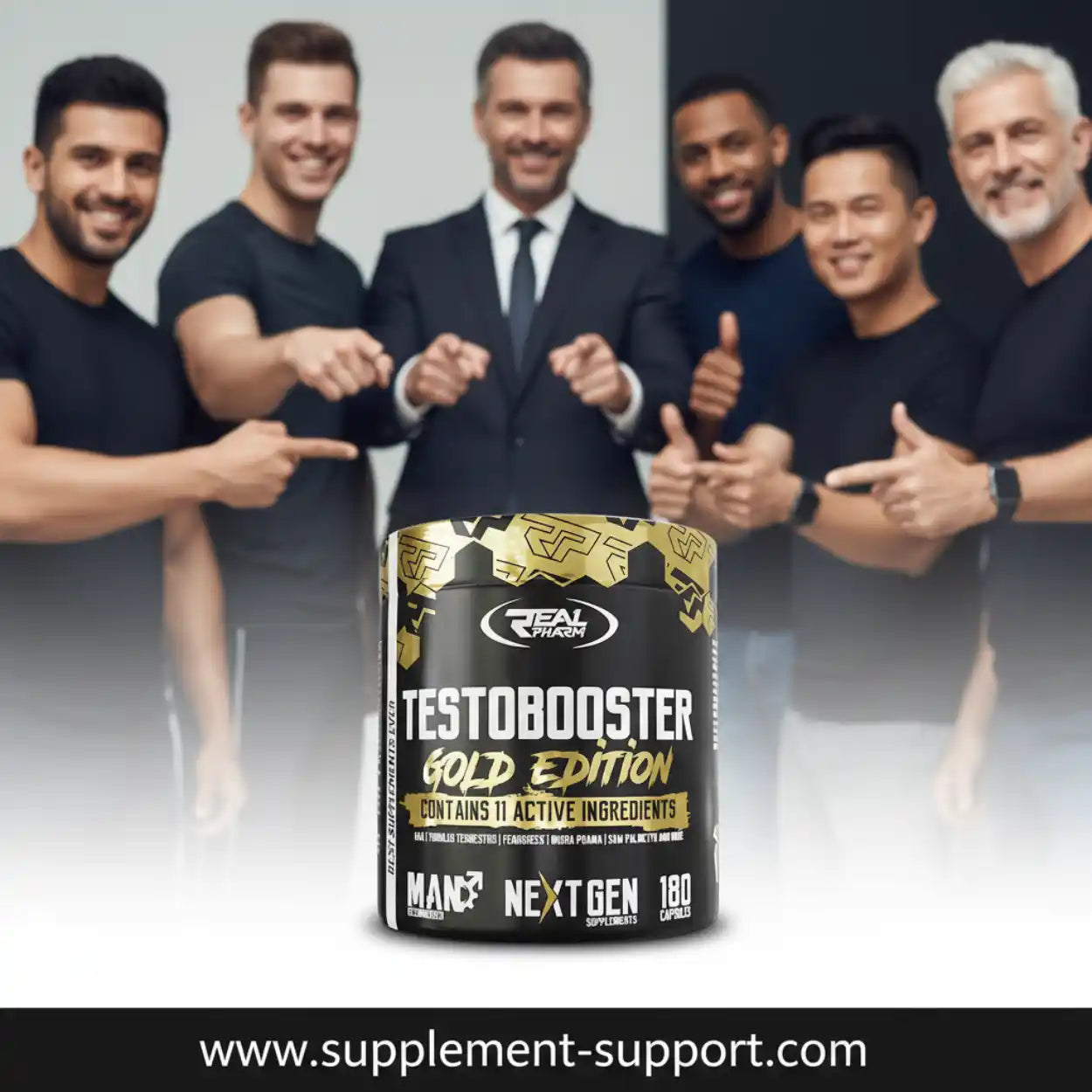 REAL PHARM® TESTO BOOSTER Gold Edition 180 Kapseln - Supplement-Support.com