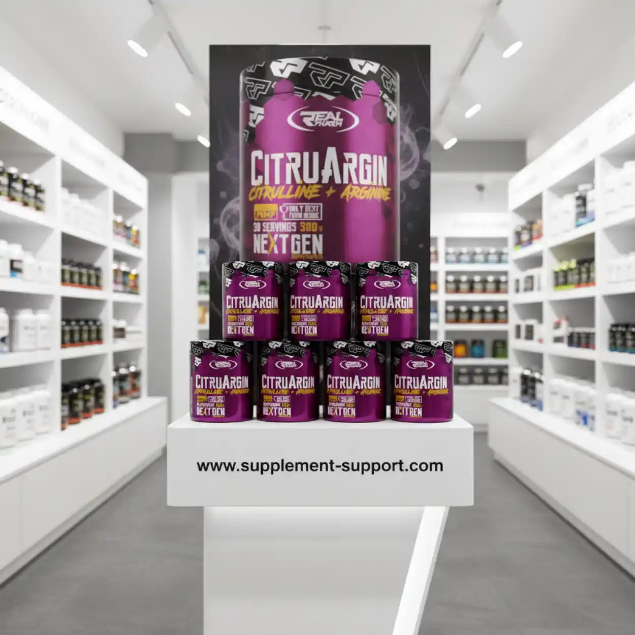 Citrullin Arginin Supplement Dose im Sportnahrung Shop auf Ausstellungsregal